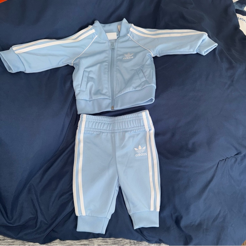 Adidas Baby Blue Tracksuit Matching Set Size 3M